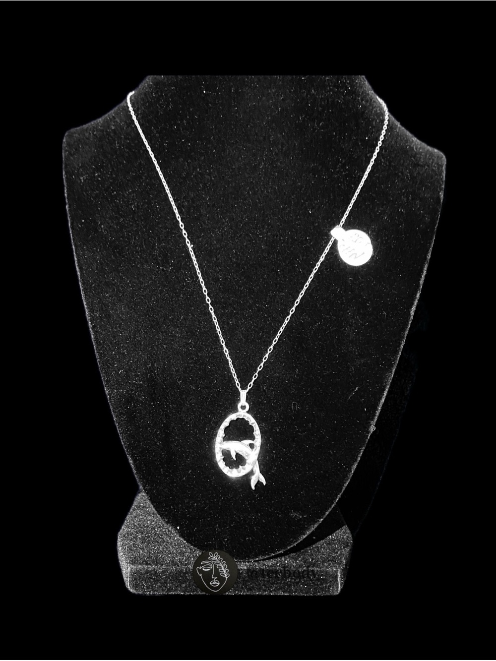 VTG Silver Cloud SC Sterling Silver 925 Dolphin Open Circle Pendant Necklace 18”